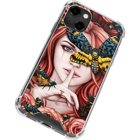 Gothic Woman and Death Moth Butterflies by Sarah Richter iPhone 14 Clear Case